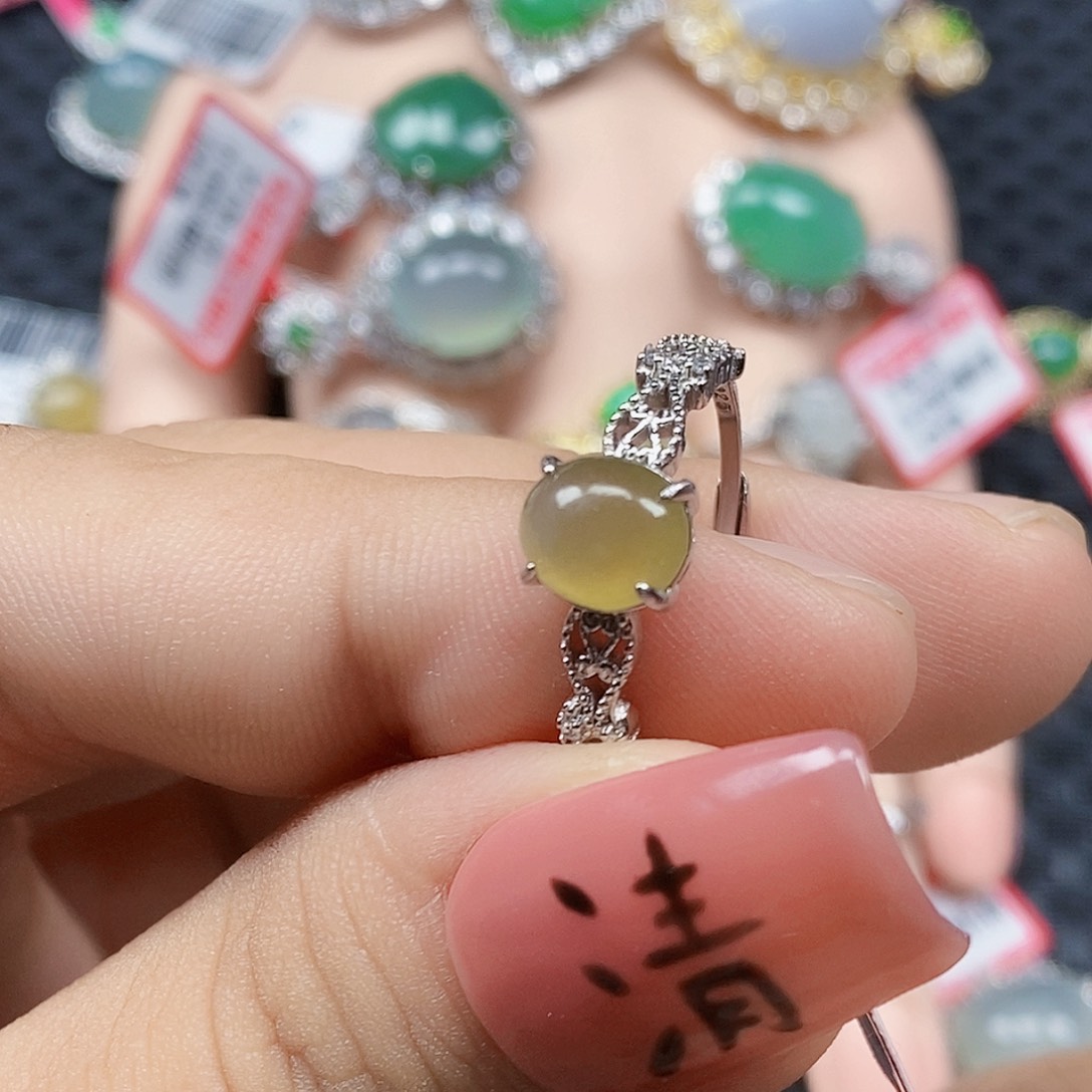 翡翠银S925镶嵌戒指