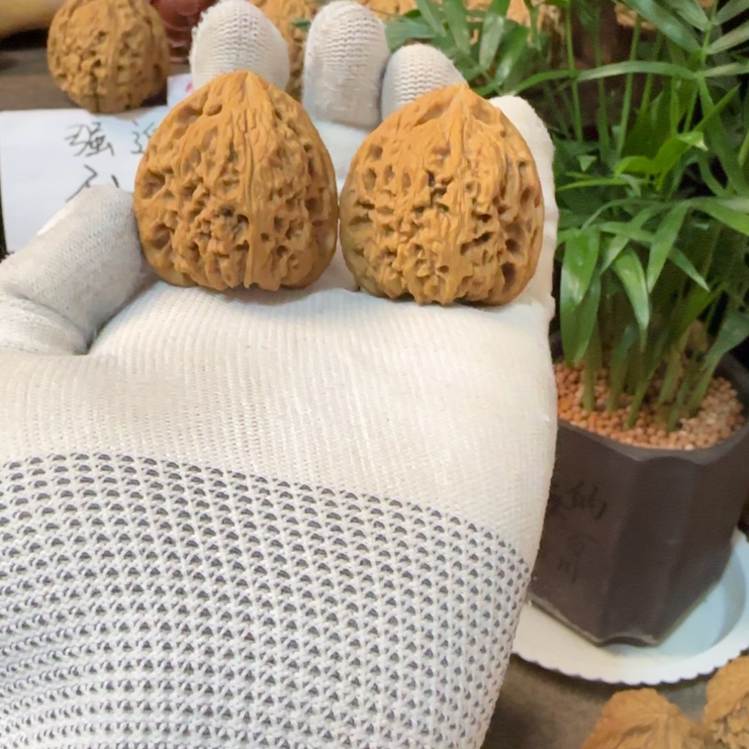 阿***文文玩核桃把件南将石三角38