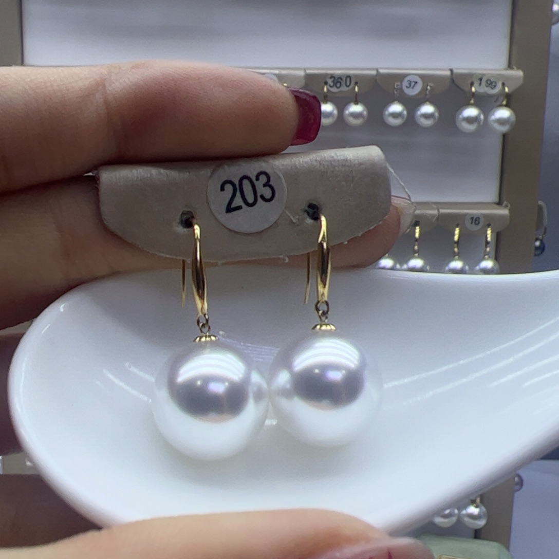 淡水珍珠耳饰18K金镶嵌