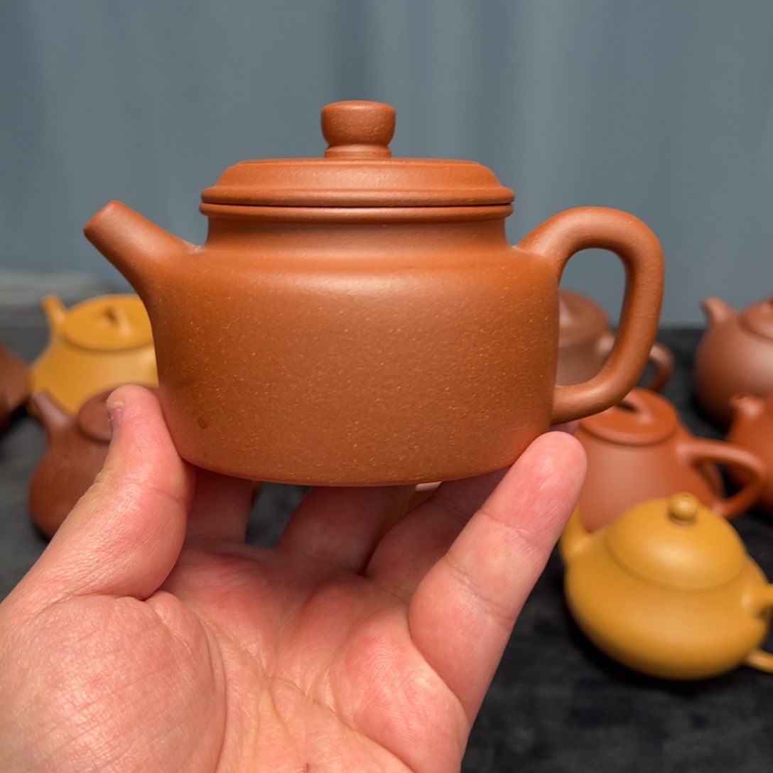 紫砂茶壶缩盖200cc红降坡德钟