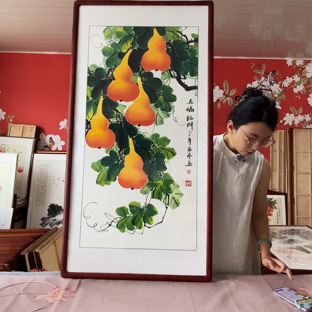 国画阿*森手写手绘国画作品62✖️122带框包邮