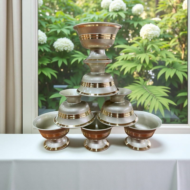 尼泊尔手工铜制大口径供水杯佛堂供奉家用圣水杯