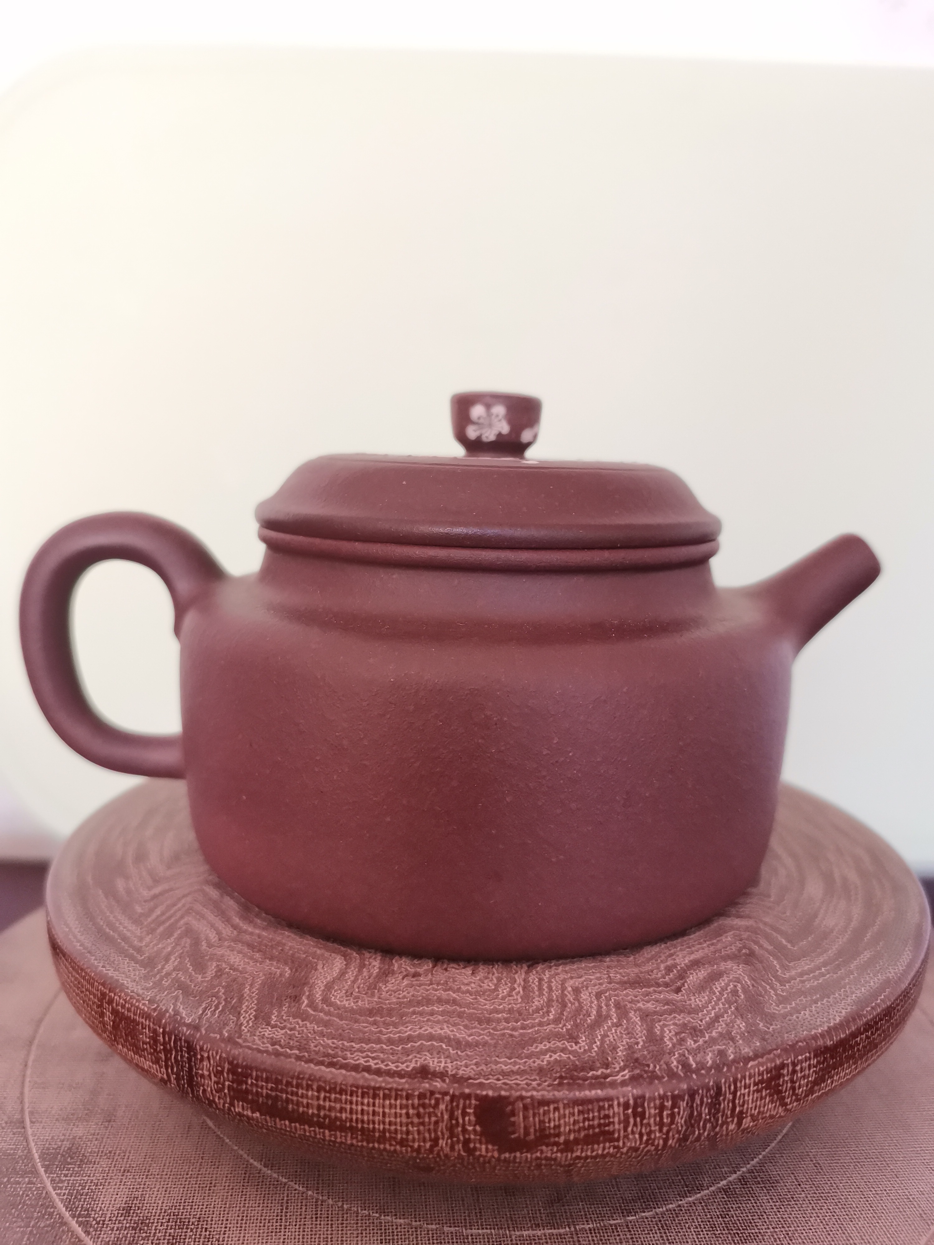 黄龙山原矿家藏三十年老紫泥，全手工泥绘德中天青小容量水壶家用