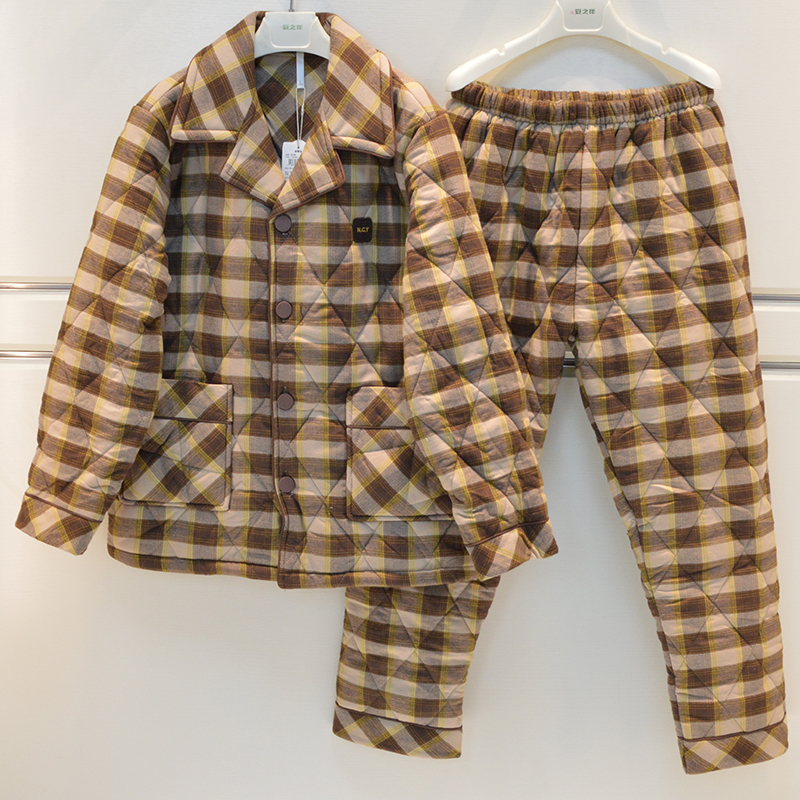 妮可雅品牌睡衣男士冬季夹棉家居服10930