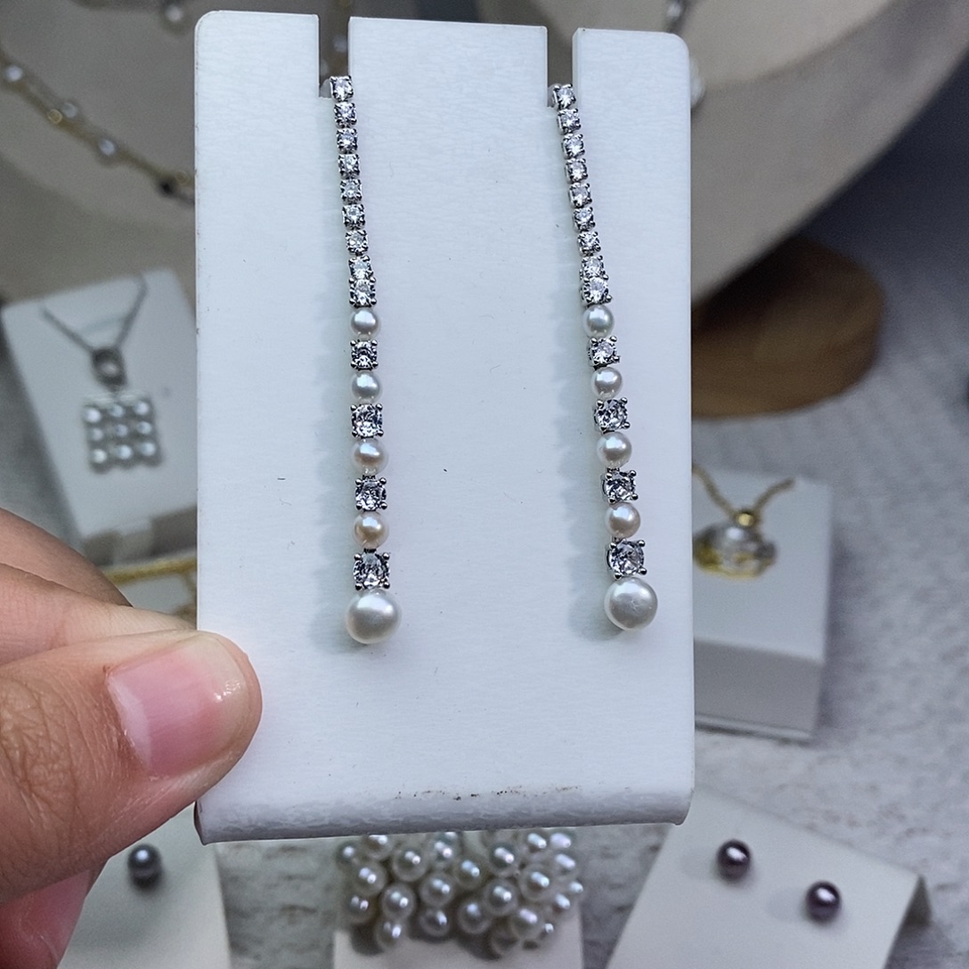 耳饰淡水珍珠银S925镶嵌