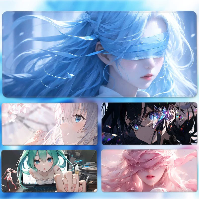 电竞游戏鼠标垫印花姬csgo电竞超大号男生游戏桌垫电脑宿舍键盘垫