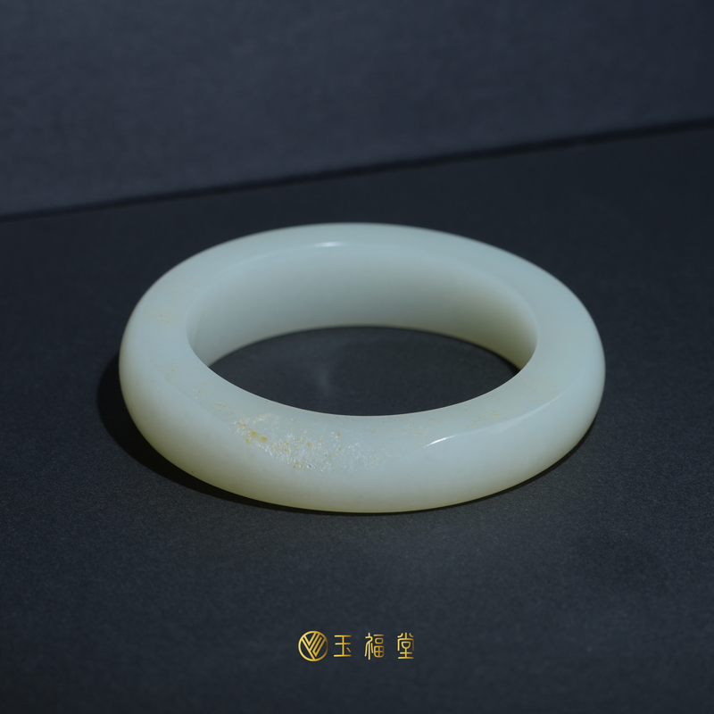 玉福堂 | 新疆和田玉白玉 |籽 | 满皮籽镯 | 平安手镯56mm玉镯