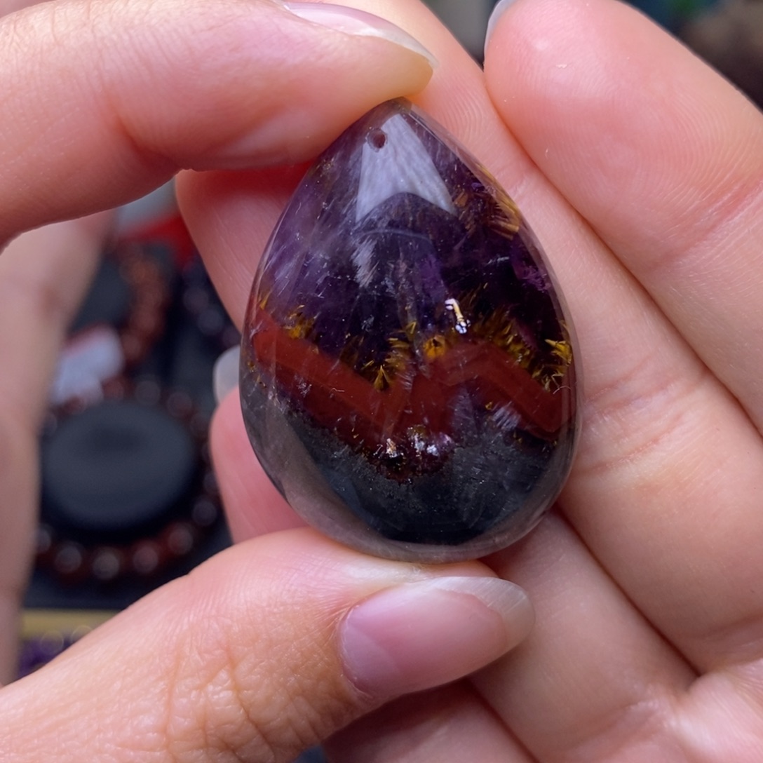 水晶A025极光四色吊坠未镶嵌