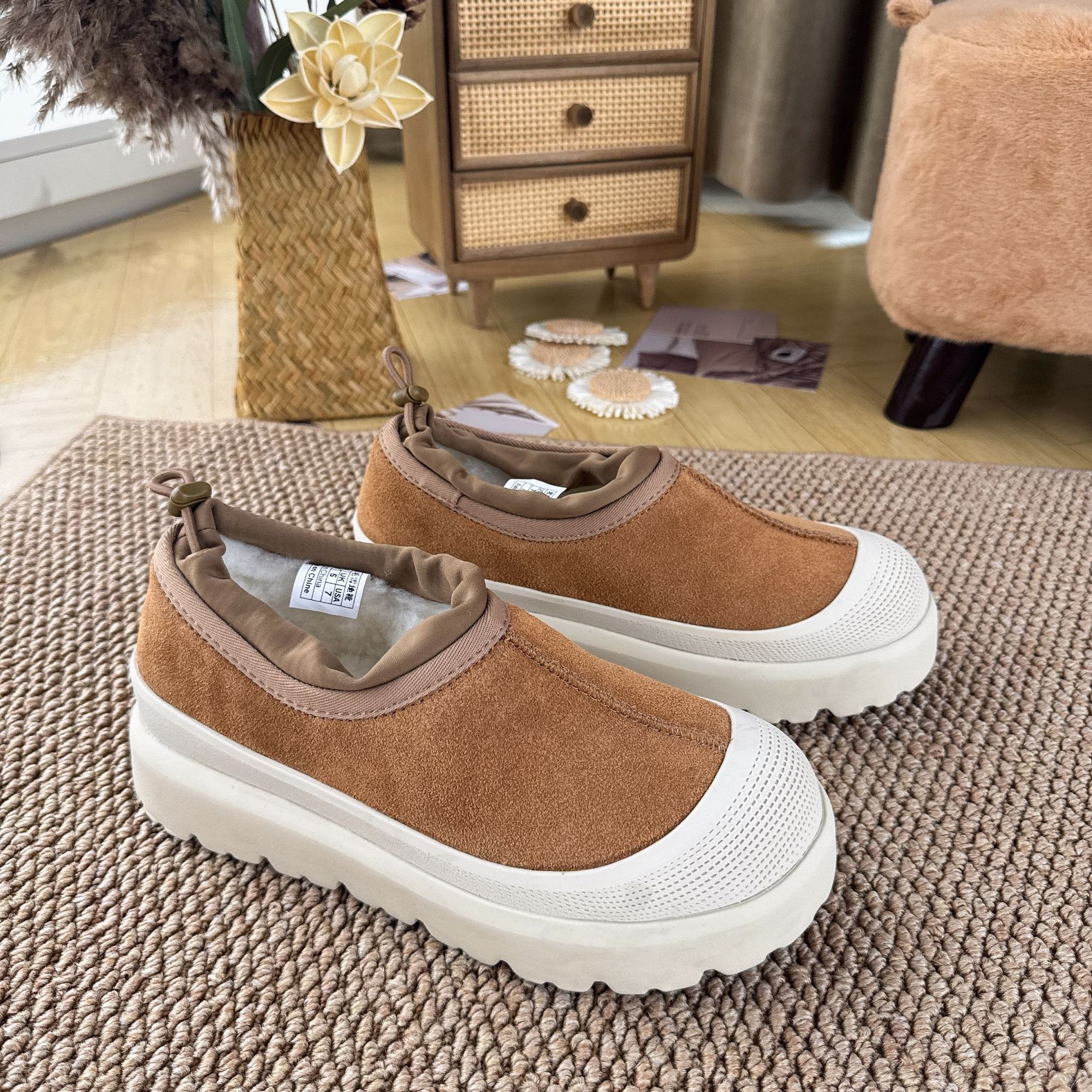 一博同款塔斯曼【厚底低邦8cm】桑坡牛皮羊皮毛一体雪地靴加绒保暖