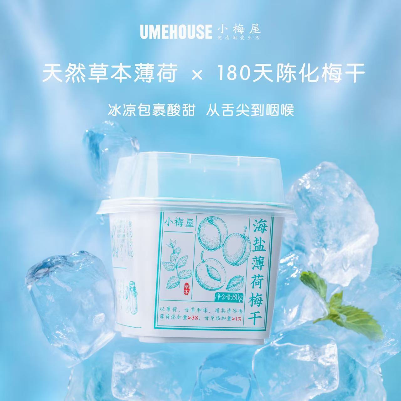 小梅屋新款海盐薄荷话梅干80g出游开车清凉解馋梅子追剧休闲零食