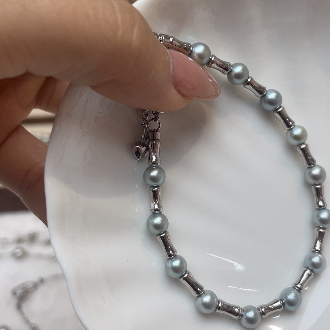 海水珍珠银S925镶嵌手绳