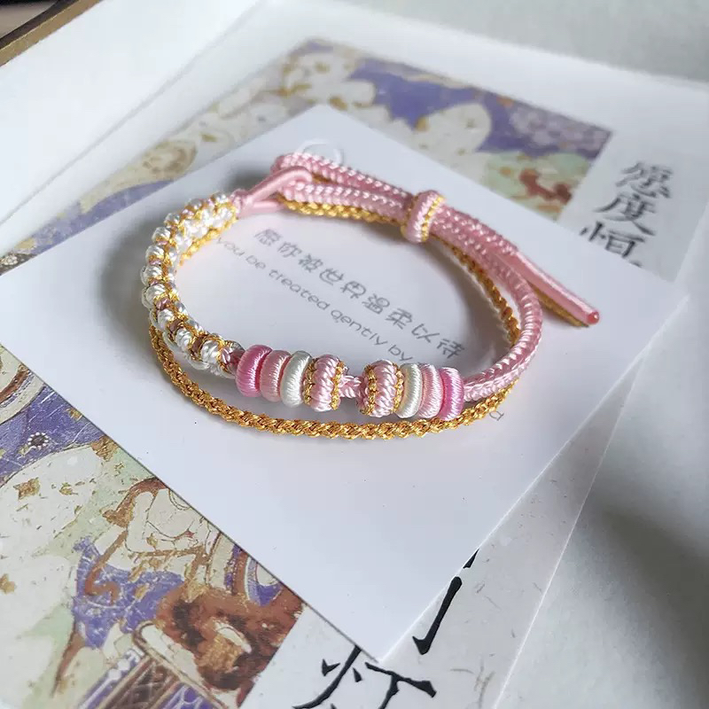 双层手绳，叠戴手绳，纯手工编织，可穿配饰，可调节手围尺寸