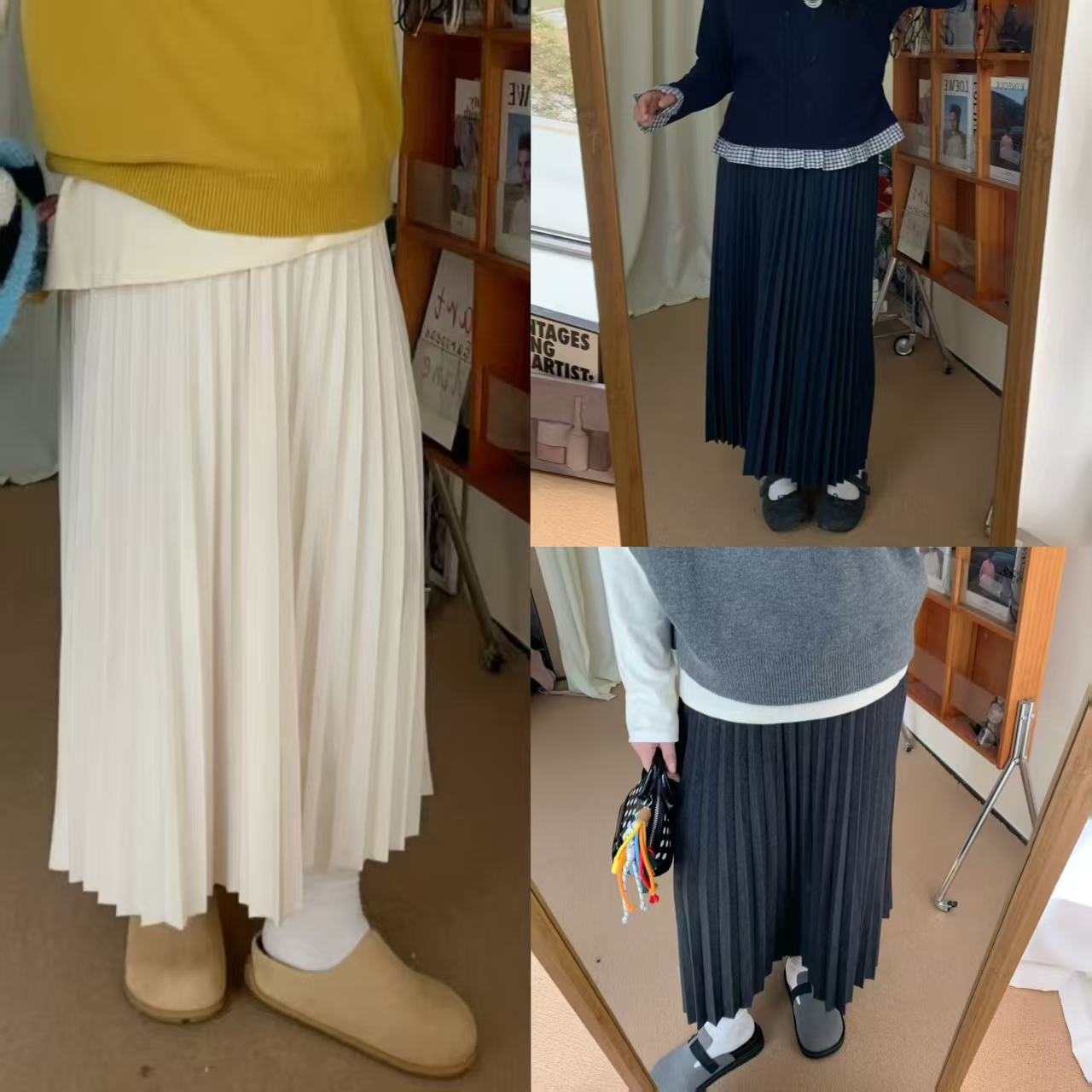 【鱼白专属】【运补6-10】2025秋装新甜美休闲松紧腰百褶裙中长半身裙