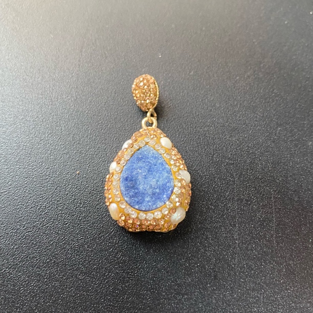 铜合金合成锆石吊坠 TTSD 蓝色椭圆轻奢款吊坠 1251