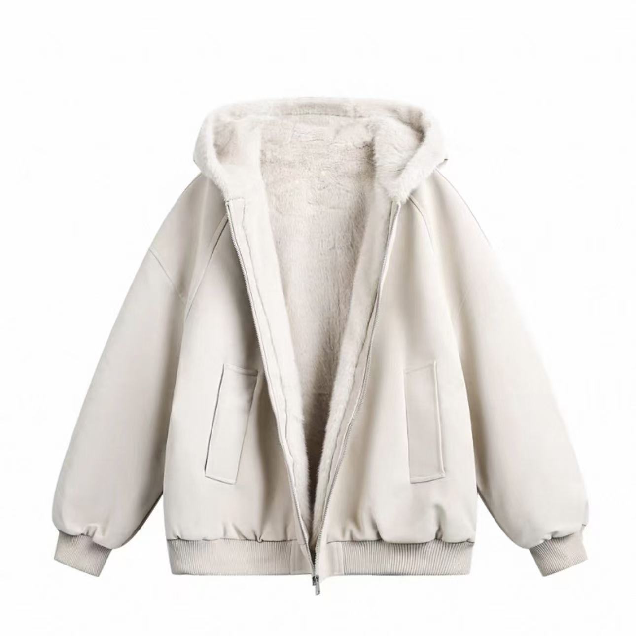 冬季重磅美式复古座山雕PU皮连帽棉服男女潮流百搭情侣棉衣-24988