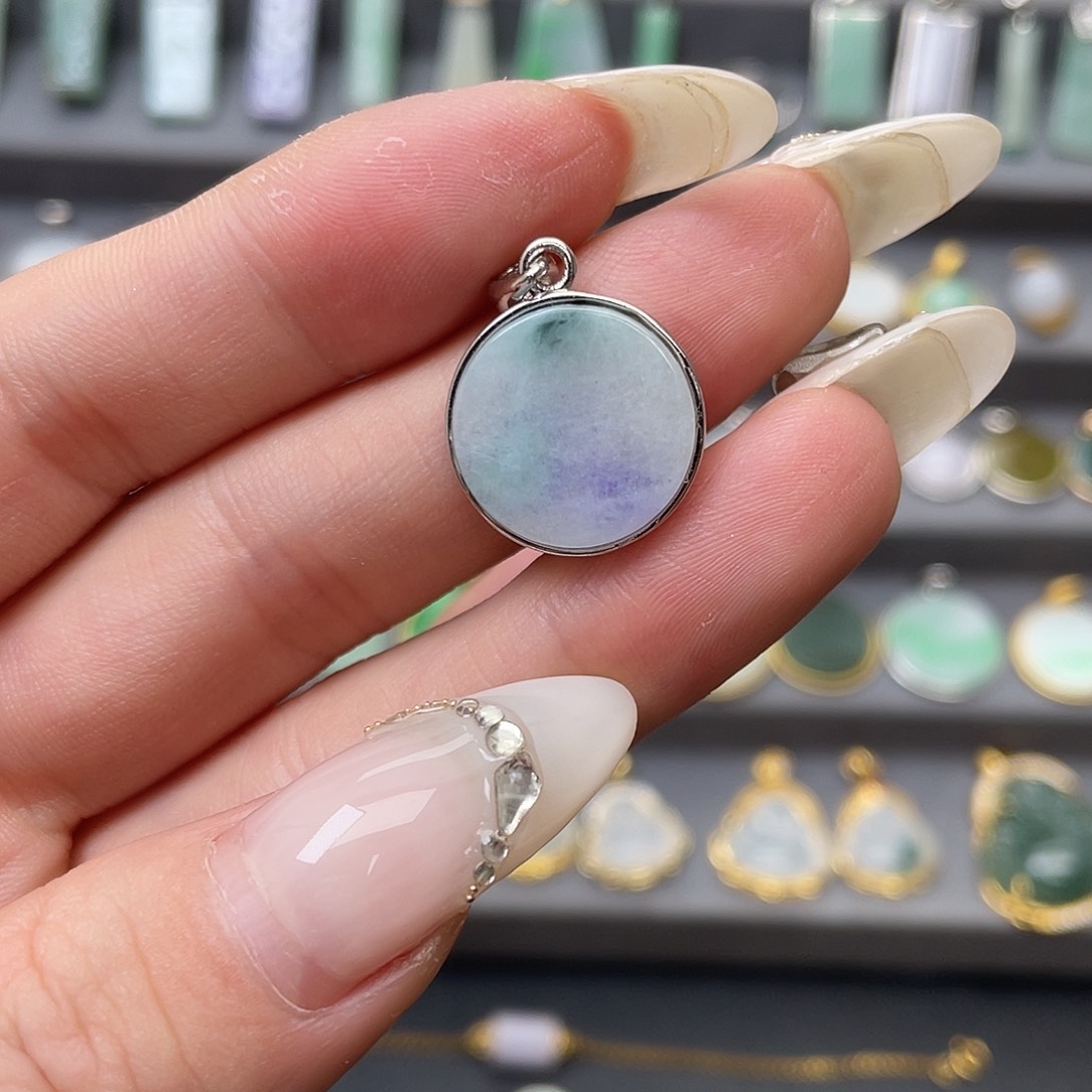 翡翠银S925镶嵌吊坠(不含链)