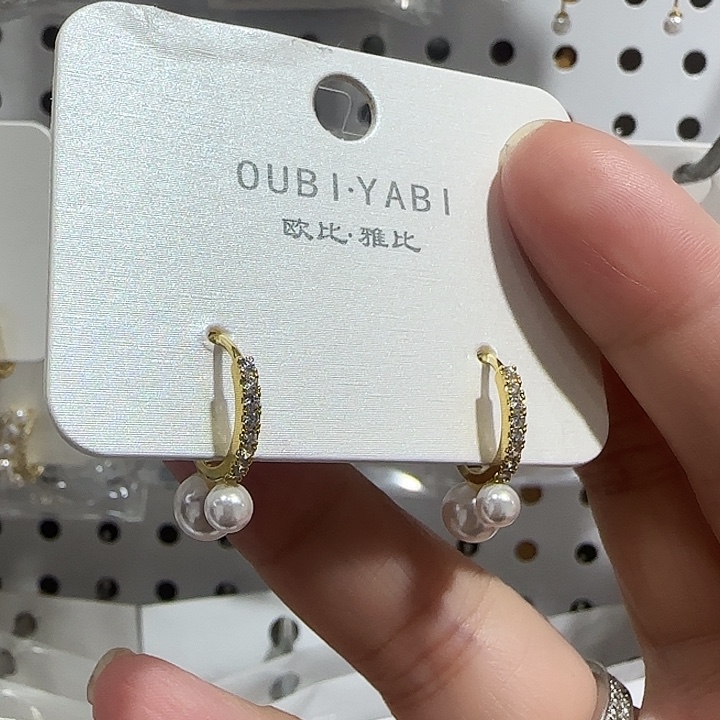 锆石纯铜合金珍珠耳扣