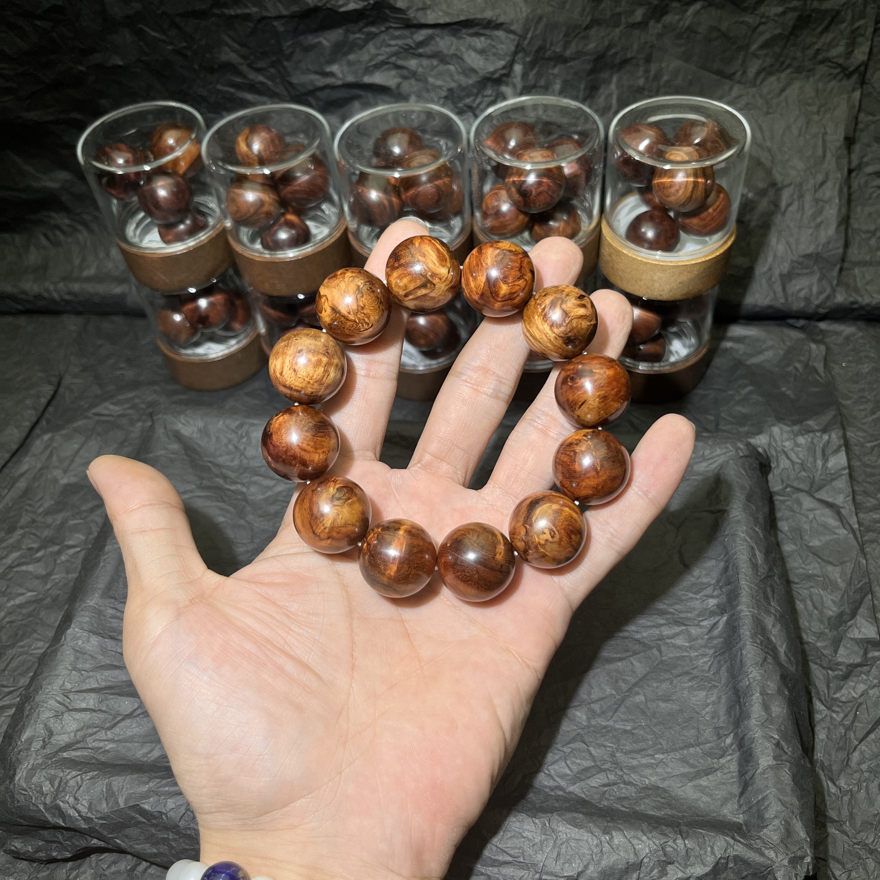 上品黄花梨手串【甲骨文】海南黄花梨老料2.0/瘤疤/可野盘/无蜡