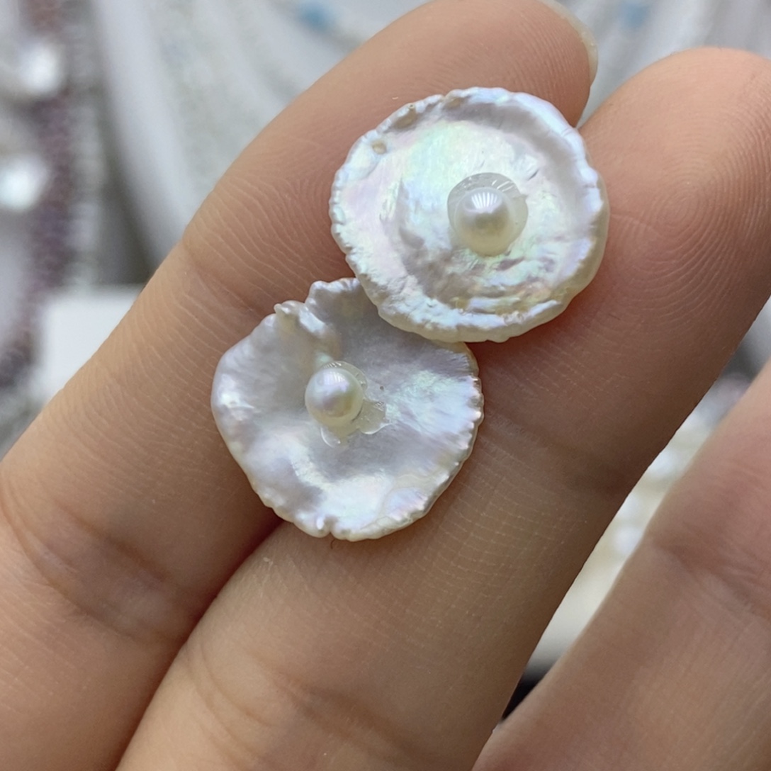 银S925镶嵌耳饰淡水珍珠