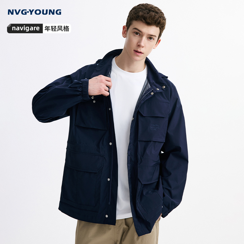 NVGYOUNG意大利小帆船夏季新款蓝色夹克时尚户外潮流男士短装上衣