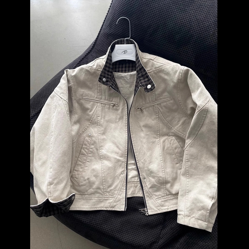 QMIM重工哈灵顿夹克二代cleanfit重磅短款帆布休闲百搭立领外套男