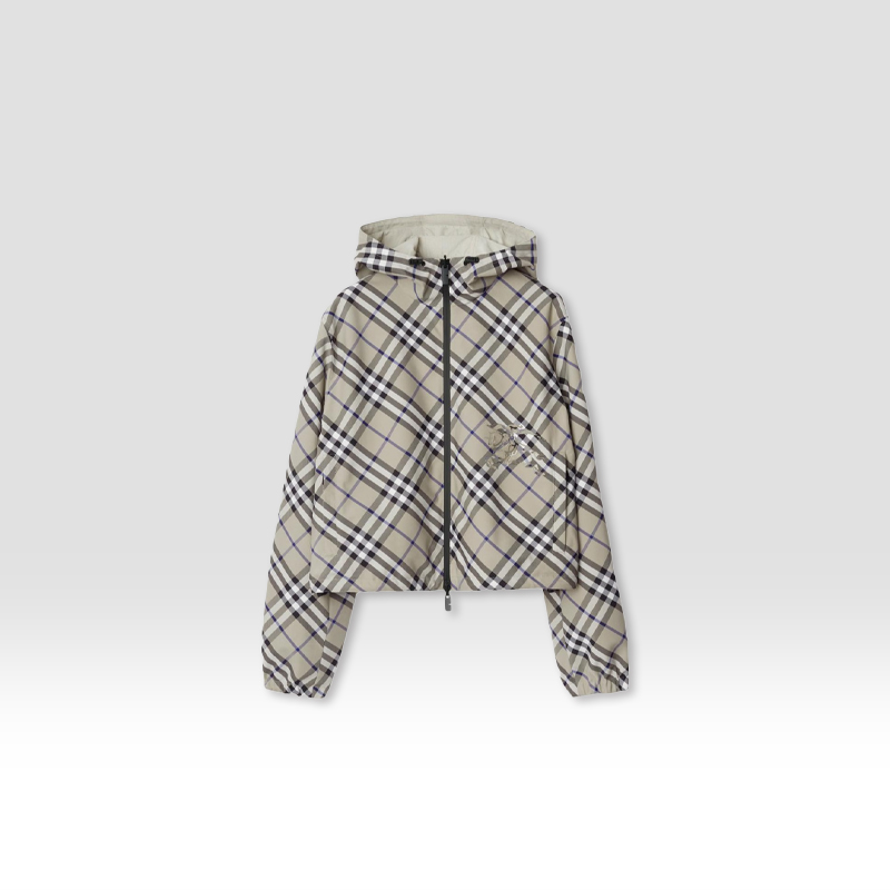 原厂孤品特价清！拍完则无！双面穿连帽格纹夹克短款外套 R644