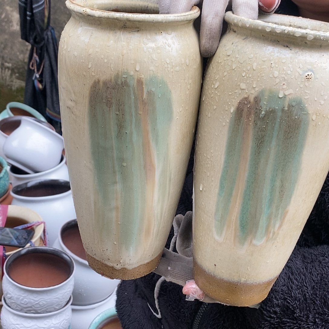 紫砂花盆瑕疵口12高31