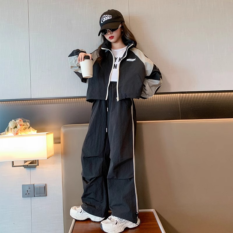 女童套装春秋款2025新款洋气中大童运动服春装儿童休闲工装两件套