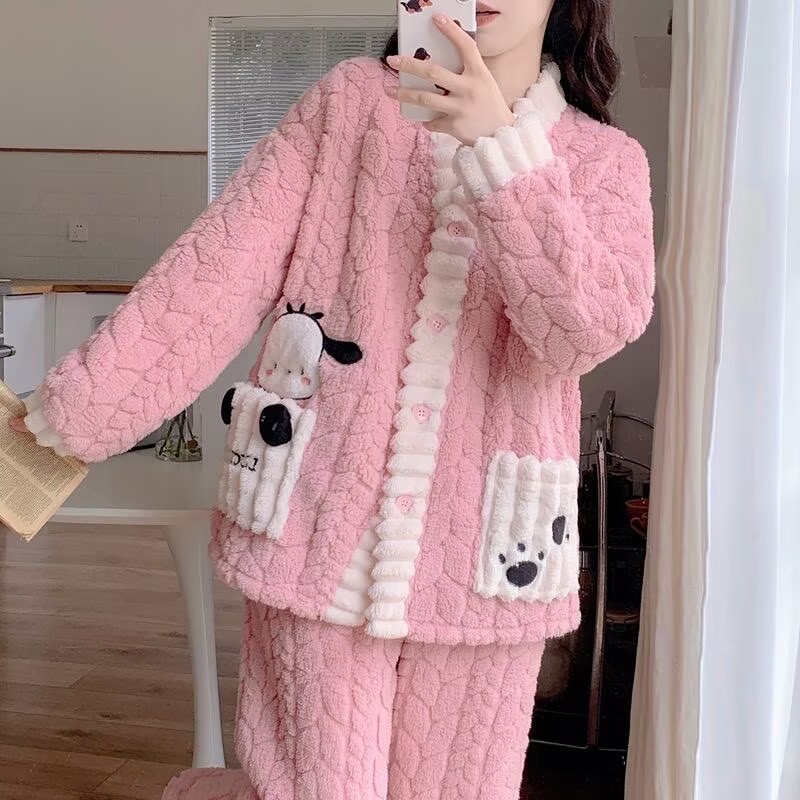 家居服套装冬天的睡衣保暖春秋毛绒睡衣女款爆款2025新款