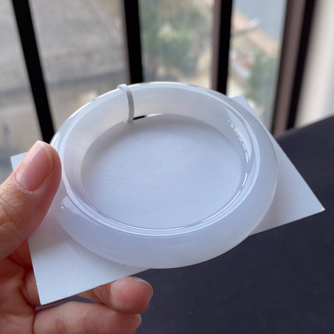 为***留翡翠未镶嵌手镯53胖圆冰紫