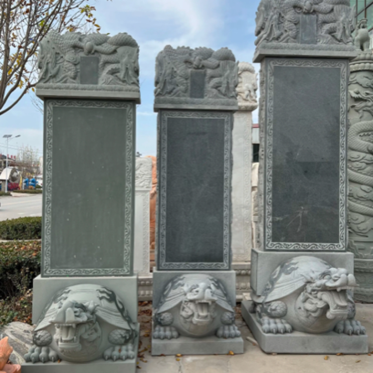 石雕龙龟摆件花岗岩汉白玉庭院园林雕塑功德碑庭院石桌石凳