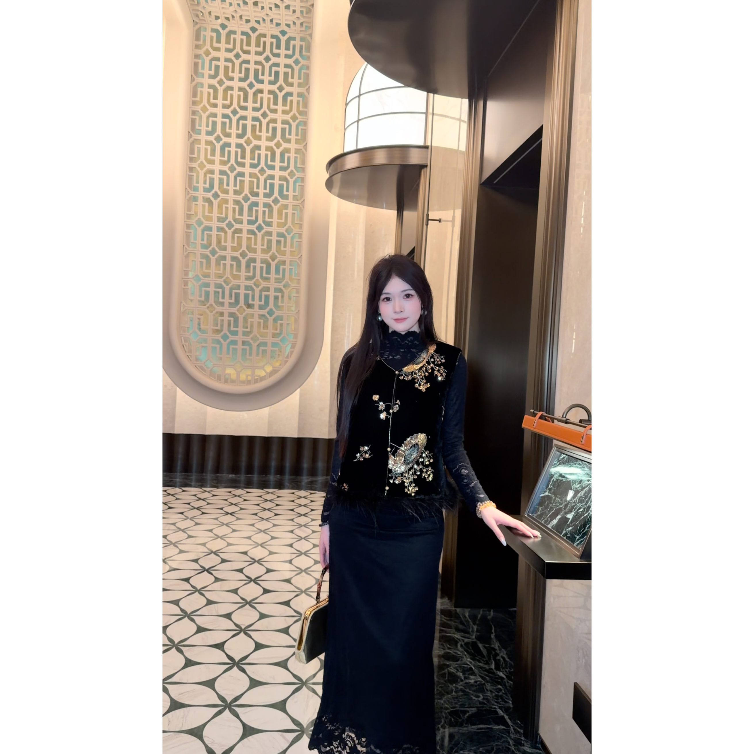 肆意【关山酒】新中式套装秋冬季气质高端双面呢马甲套装针织时尚