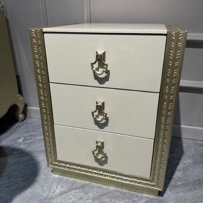 美式轻奢实木床头柜床卧室储物收纳柜