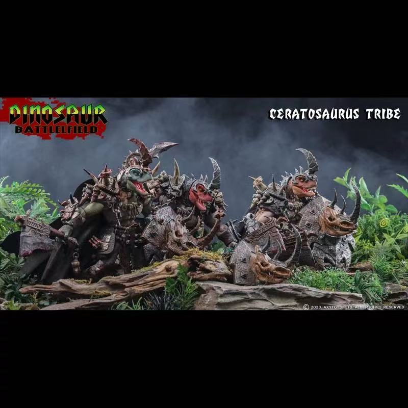 现货 AXYTOYS 恐龙战场 食肉部落 角鼻龙 首领 限定 可动人偶