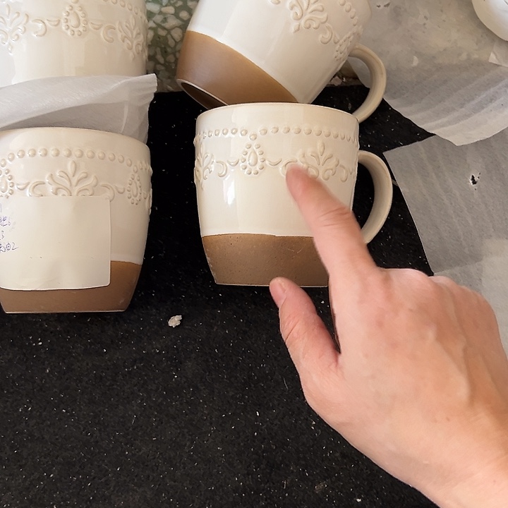 陶默认瑕疵商品浮雕4个水杯