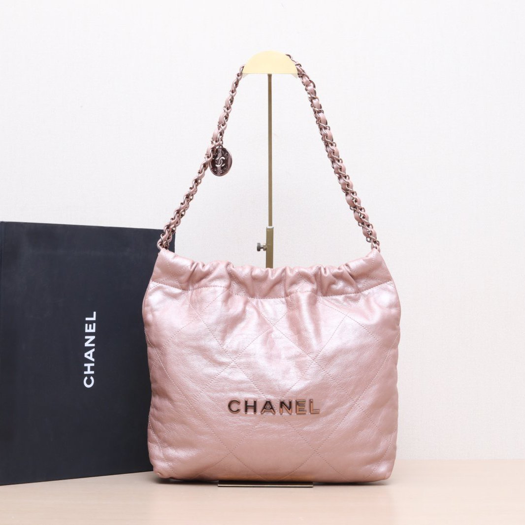 95新 Chanel/香奈儿 小花双双 22Bag托特包 小号 芯片开 玫瑰金扣