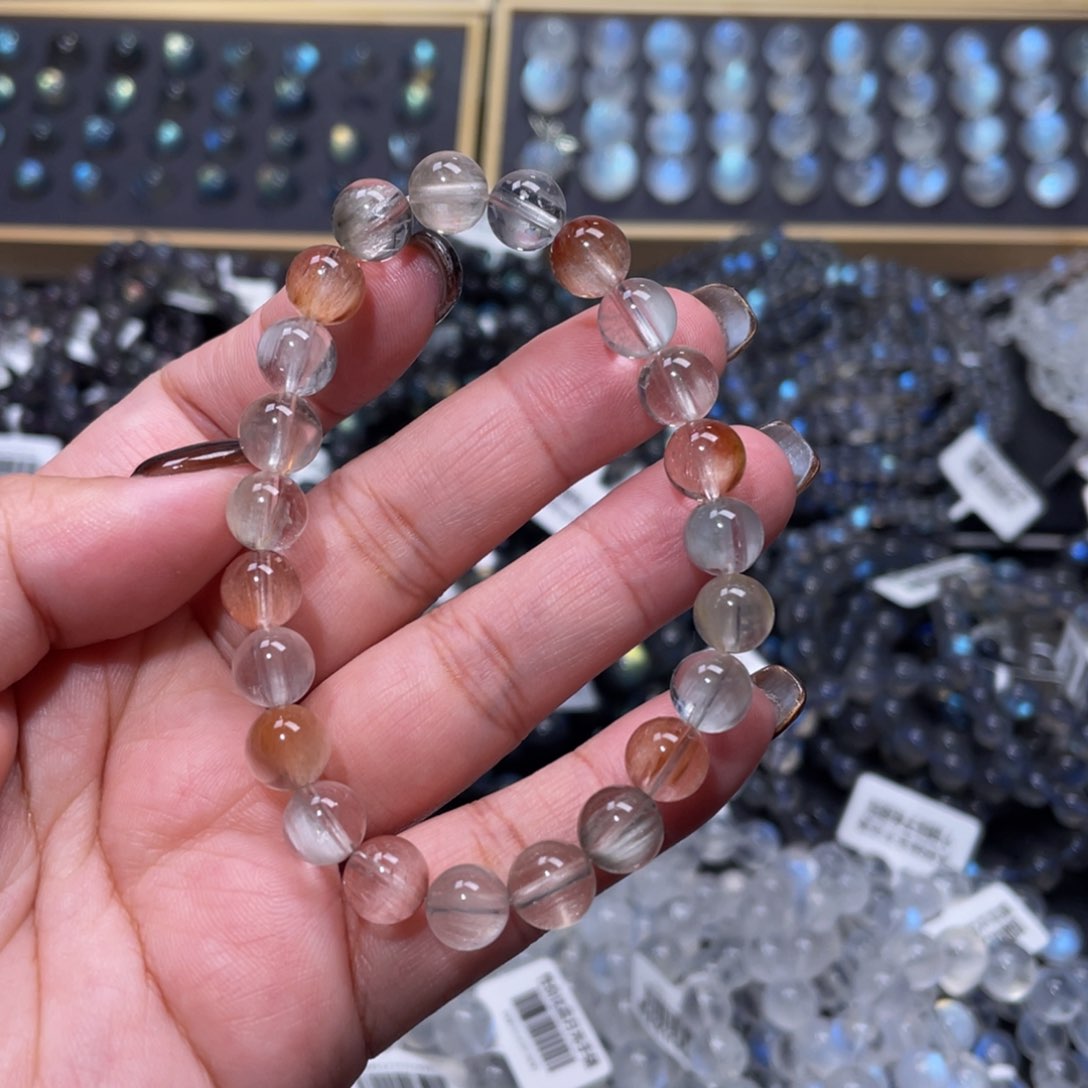 发晶手链未镶嵌彩兔毛手链8mm