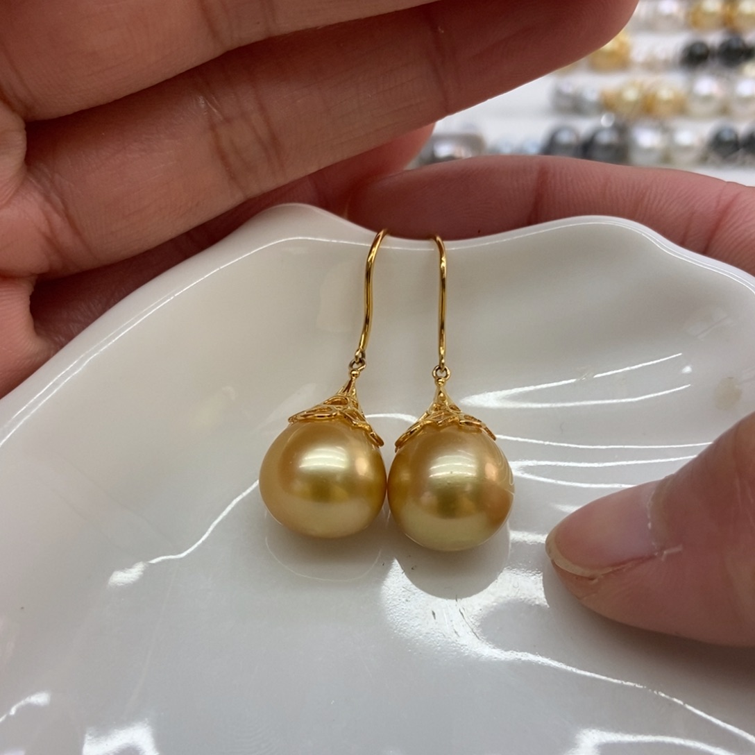 海水珍珠耳饰银S925镶嵌