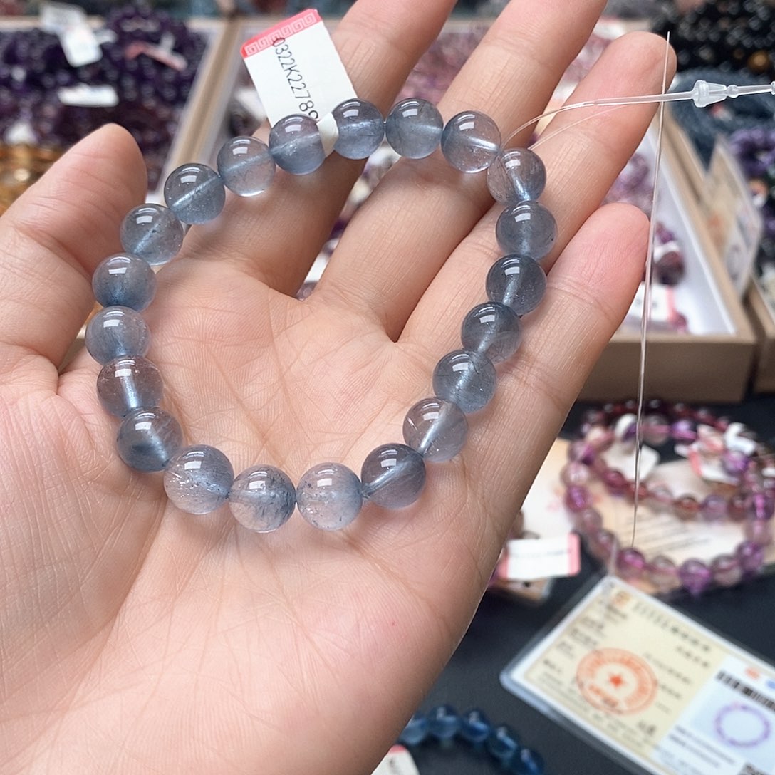 水晶手链未镶嵌蓝发晶9+