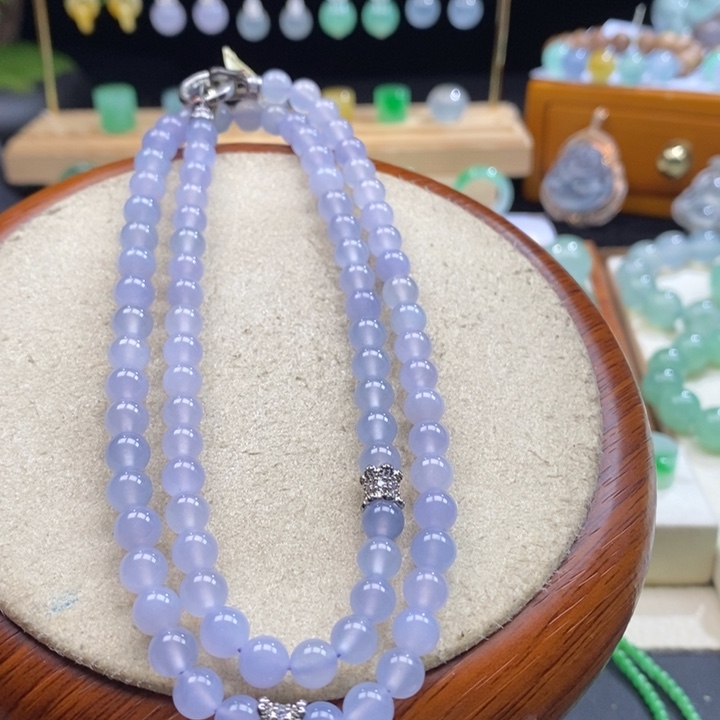 翡翠颈饰未镶嵌翡翠梦幻紫色项链卡6+