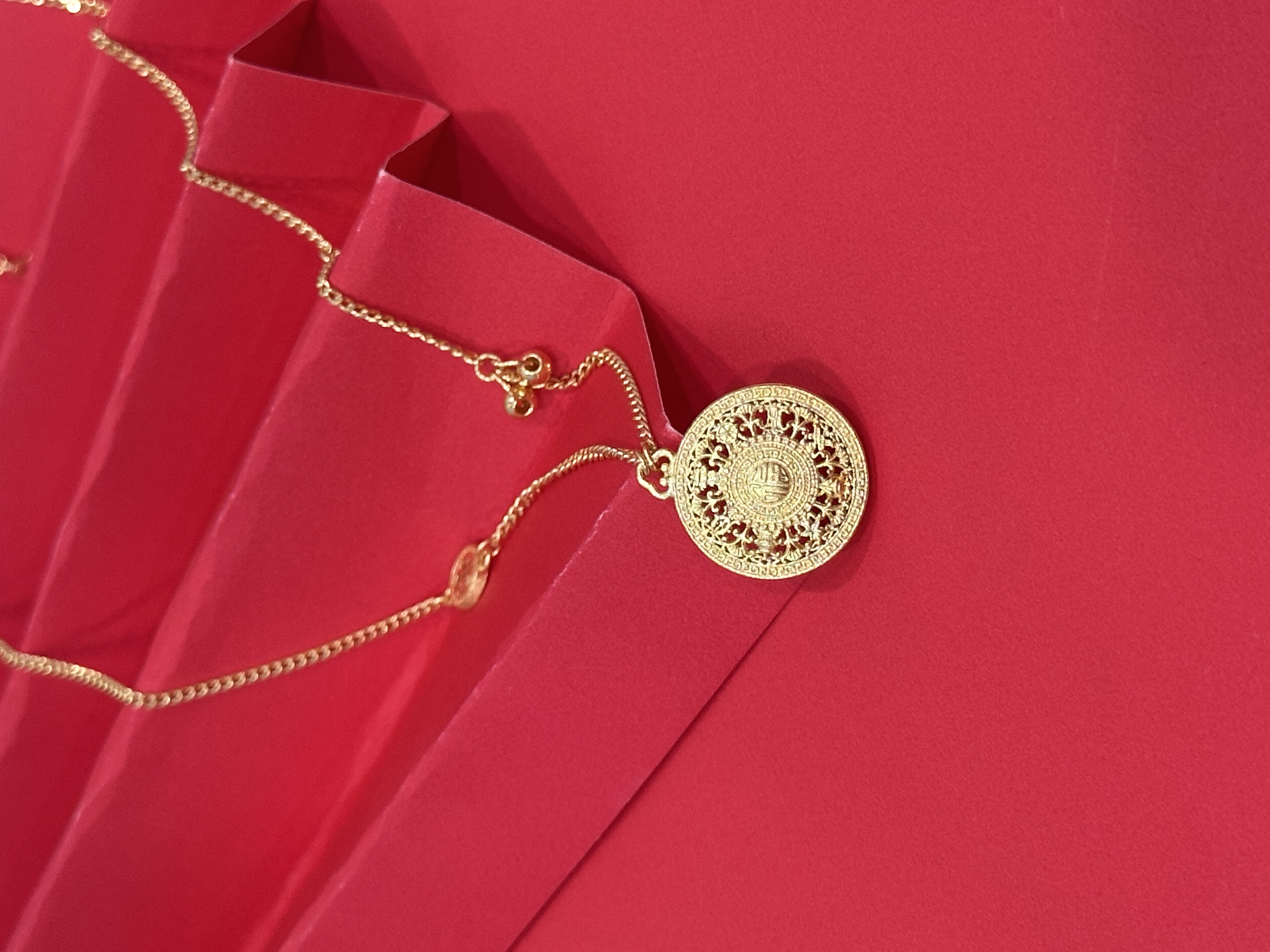 【优豪】足金八宝罗盘套链经典轻奢黄金项链简约坠链时尚