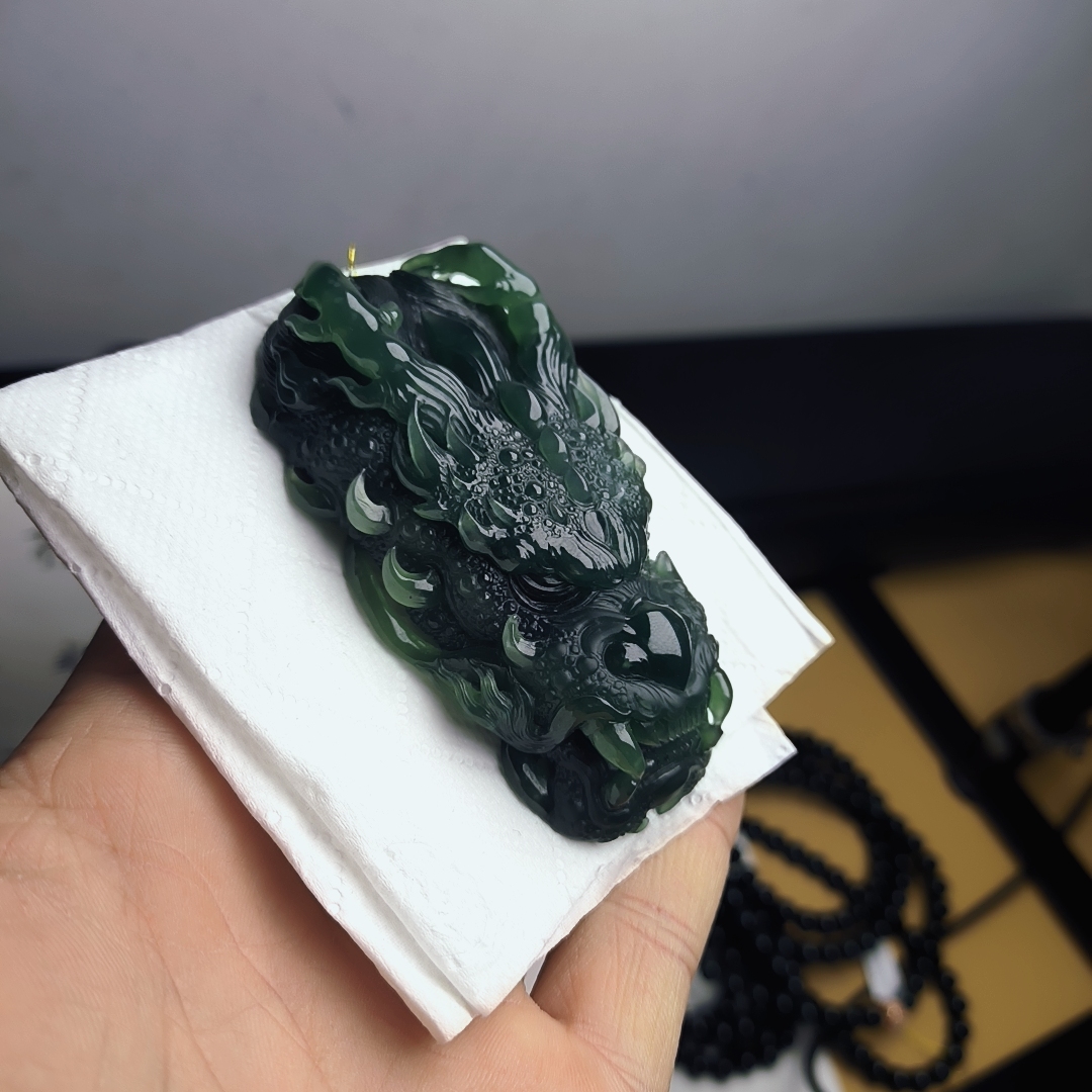 天然缅料a货 手把件龙头174