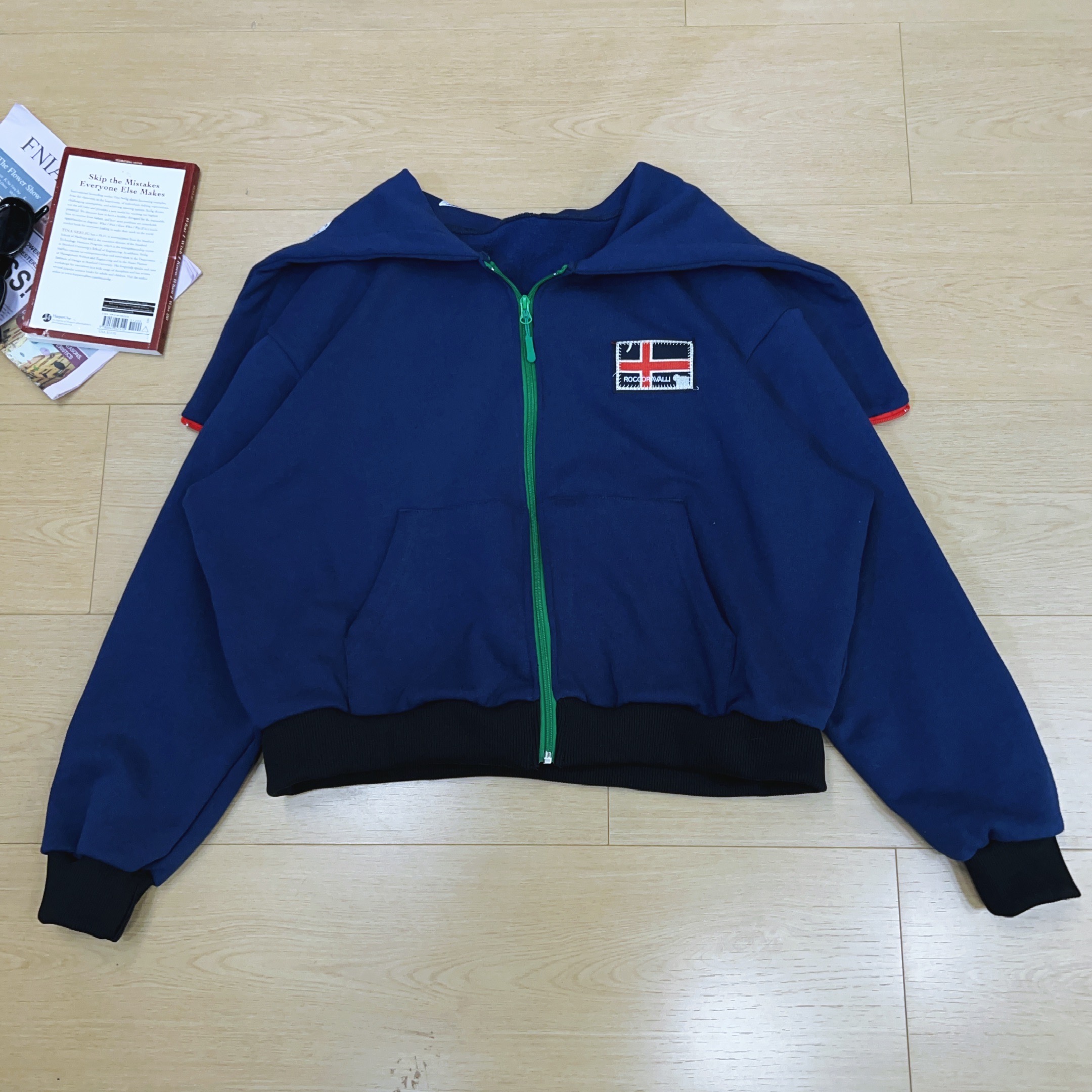 【蟹蟹专属】2025秋季新款时尚休闲海军领加薄绒卡通印花外套1096