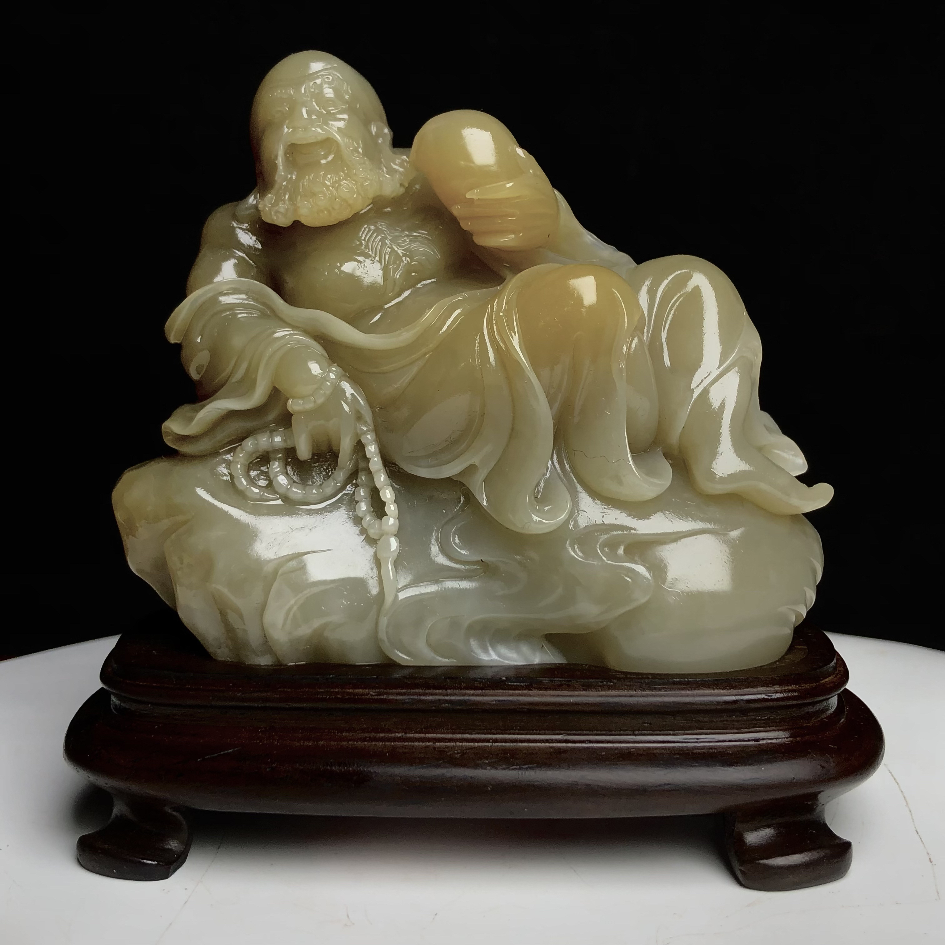 寿山石达摩祖师悟道摆件