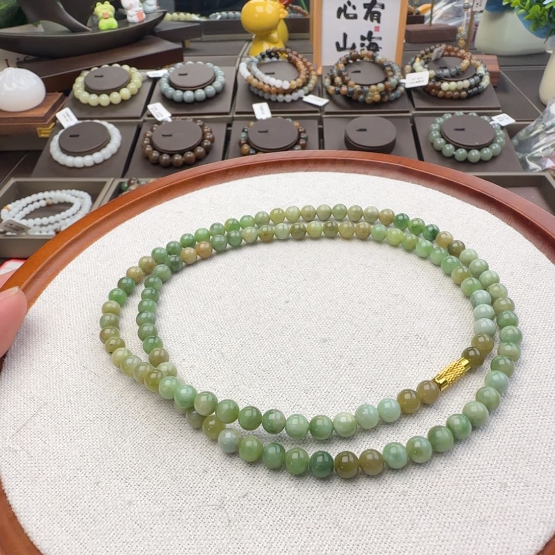 清***兮和田玉未镶嵌手链卡6黑羊洞108，103