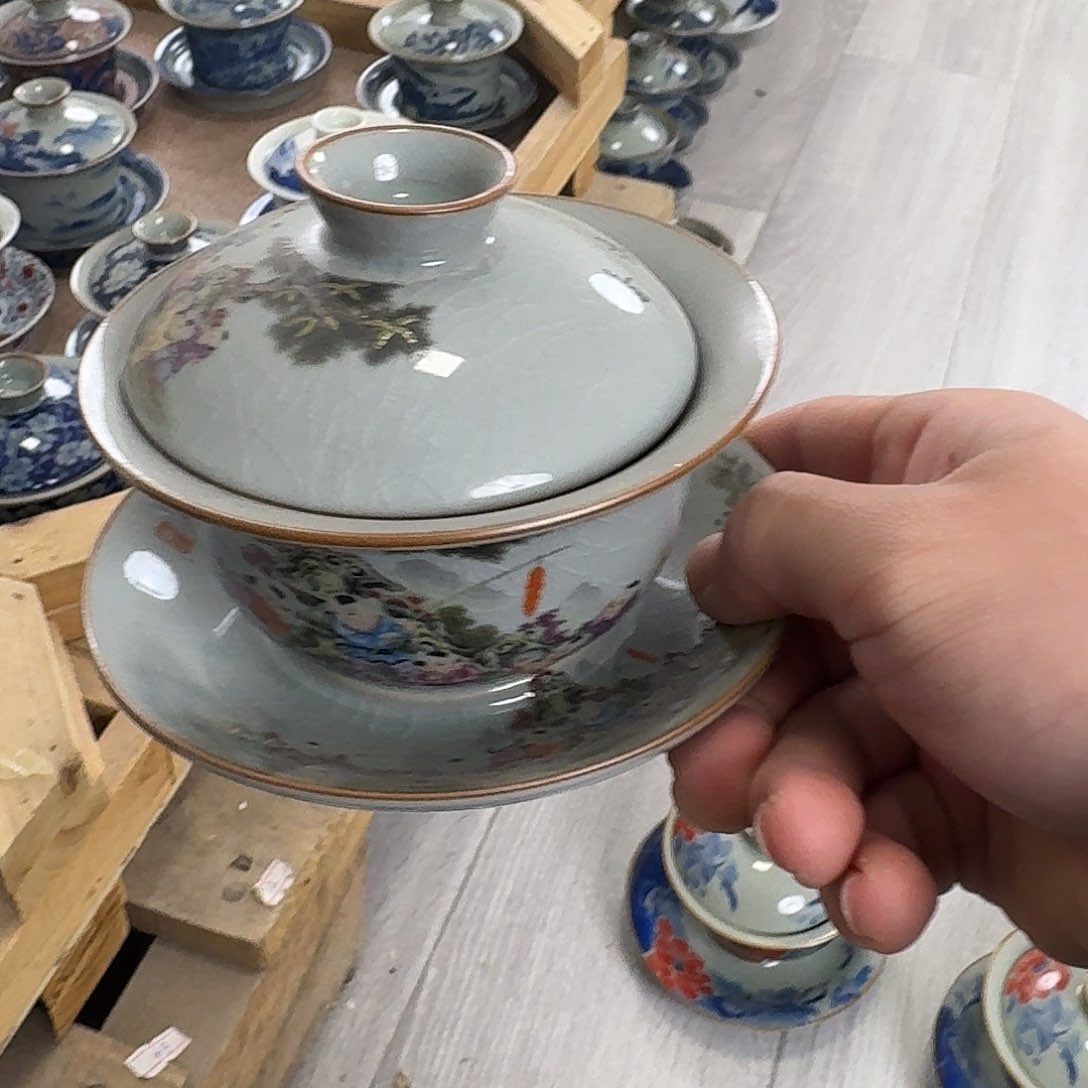 百子图元宝盖碗的