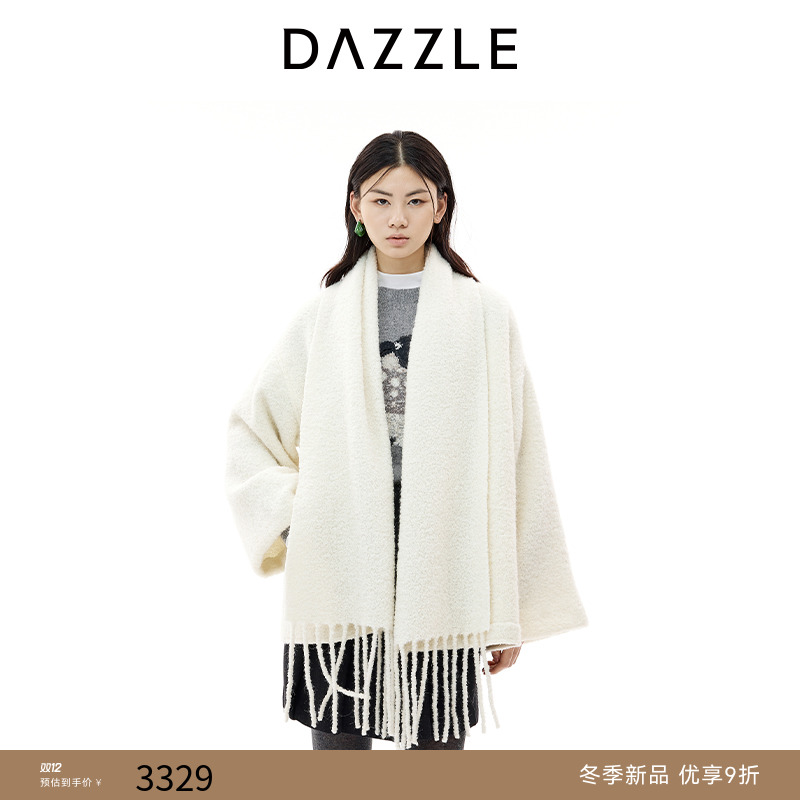 【周四上新】DAZZLE 地素外套25冬新绵羊毛混纺围巾短大衣2J4G238