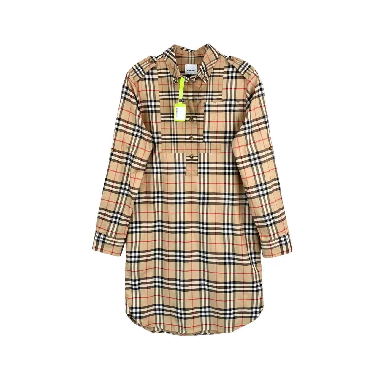 95新 BURBERRY/博柏利  aa2095 棉 经典格纹衬衫连衣裙 38码