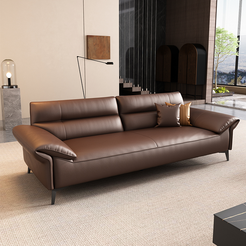 北欧简约双人猫爪皮沙发小户型客厅三人位皮艺现代办公室直排沙发