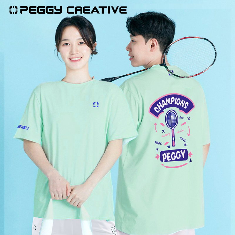 韩国佩极羽毛球服男女情侣款宽松文化衫运动服训练短袖速干T恤